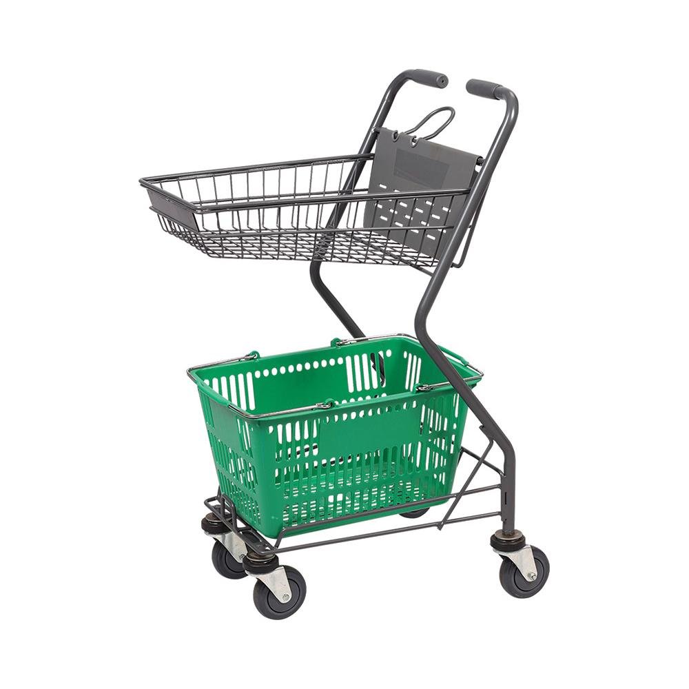 Japanese Gray Supermarket Basket Cart Folding Hand Trolley